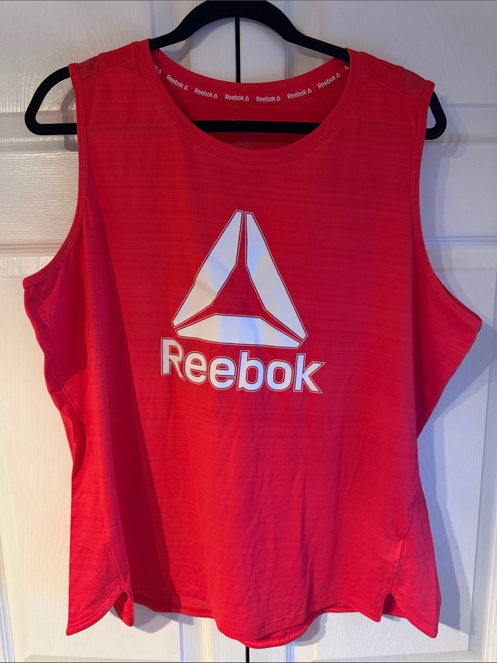 Reebok Red Logo Muscle Tee with White Branding